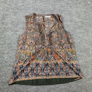 Daniel Rainn Blouse Womens Large Multicolor Paisley Chiffon V Neck Top